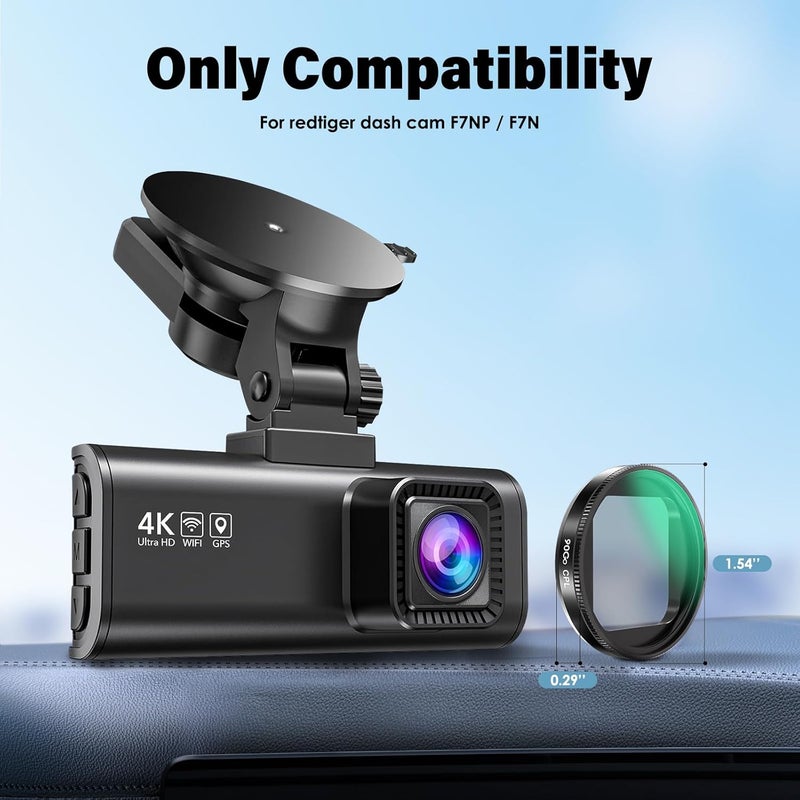90Go CPL Anti-Glare Filter,Circular Polarizing Lens for Redtiger F7NP F7N Dash Cam,Reduce Glare and Reflection, Enhance Contrast.Not Compatible with F8/F17/F9/F4 Series - Image 2